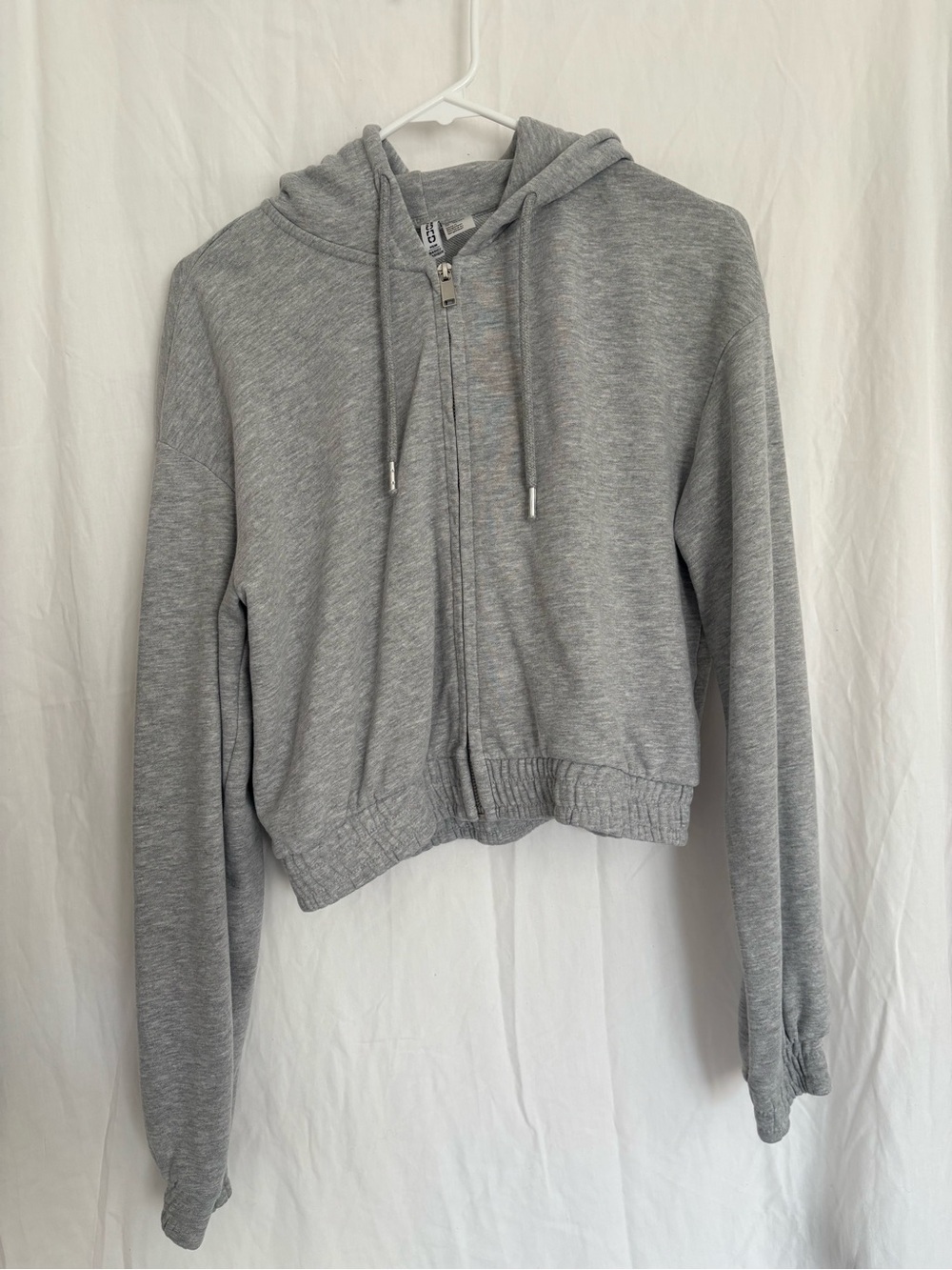 H&M Light Gray Cropped Full Zip Hoodie